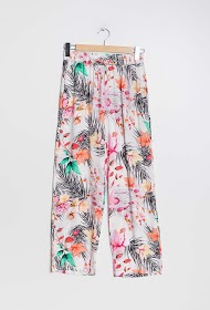 Pants with printed flowers. The model measures 170cm and wears S